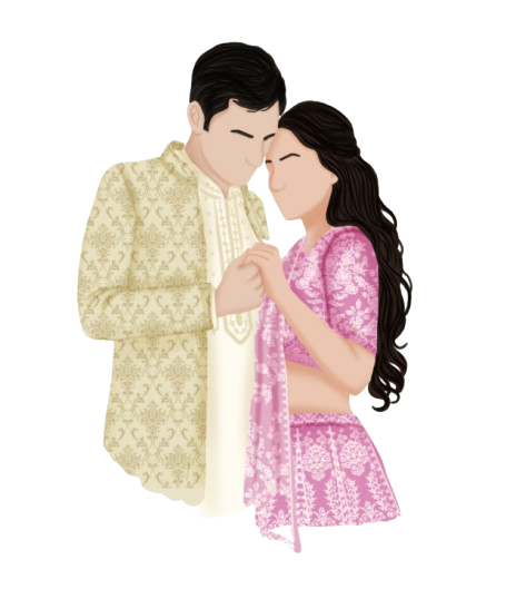 Illustration of the bride and groom